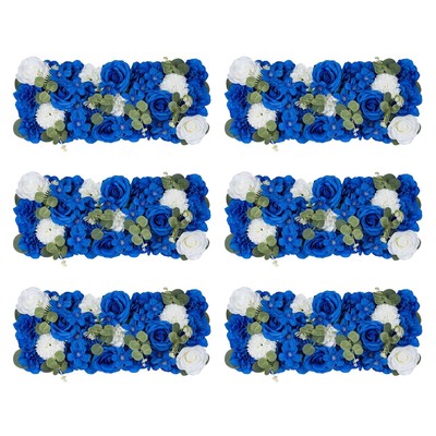 BLOSMON Wedding Table Flower Centerpiece: 6pcs Royal Blue White Artificial Si...