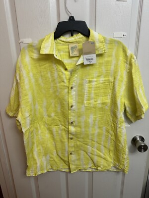 NWT Thereabout Boys Button Up Classic Shirt-Yellow Stripe SZ 18H/20H