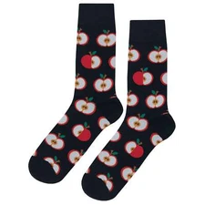 NWT Cut Apple Dress Socks Novelty Men 8-12 Black Crazy Fun Sockfly