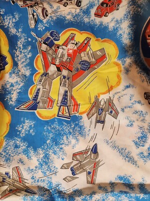 Vintage 1984 Transformer's Fabric Twin Bedding Top Sheet. GREAT