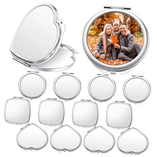 Pcs Sublimation Blanks Small Compact Mirror Bulk Folding Pocket Makeup 12