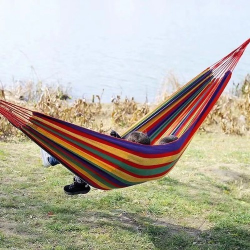 Outdoor Double Hammock Bed Swinging Camping Hanging Tree Strap Hook - Picture 7 of 11