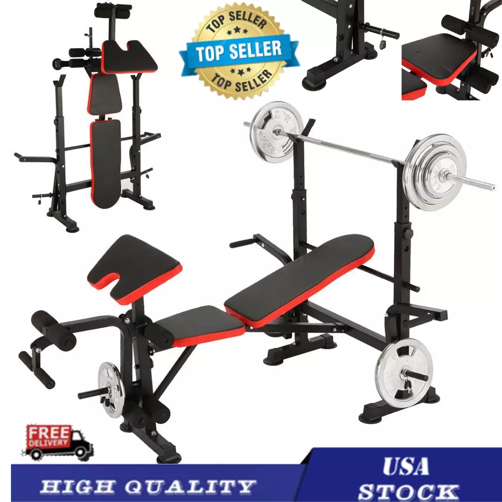 600lb 5 in 1 Adjustable Olympic Weight Bench Set Multi Function Bench Press Set