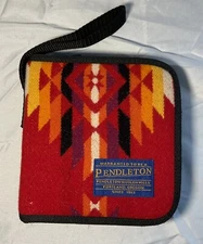 Pendleton Wool CD DVD Bag Case Red Aztec Southwestern Travel Carrier for 12 CDs
