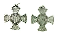 Infant of Prague Crucifix Silver Tone Maltese Cross, 1 1/4 Inch