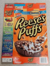 GENERAL MILLS REESE'S PUFFS 2002 Cereal Box Vintage Empty Box