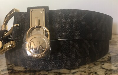 Michael Kors Dark Brown Monogrammed Belt w/ Gold Hardware, Size XS, NWT!! Michael Kors | Accessories | Michael Kors Dark Brown  main image 2