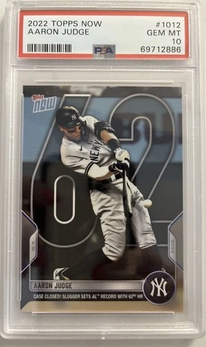 2022 Topps Now Aaron Judge #1012 /91685 Record 62 Homers New York Yankees PSA 10