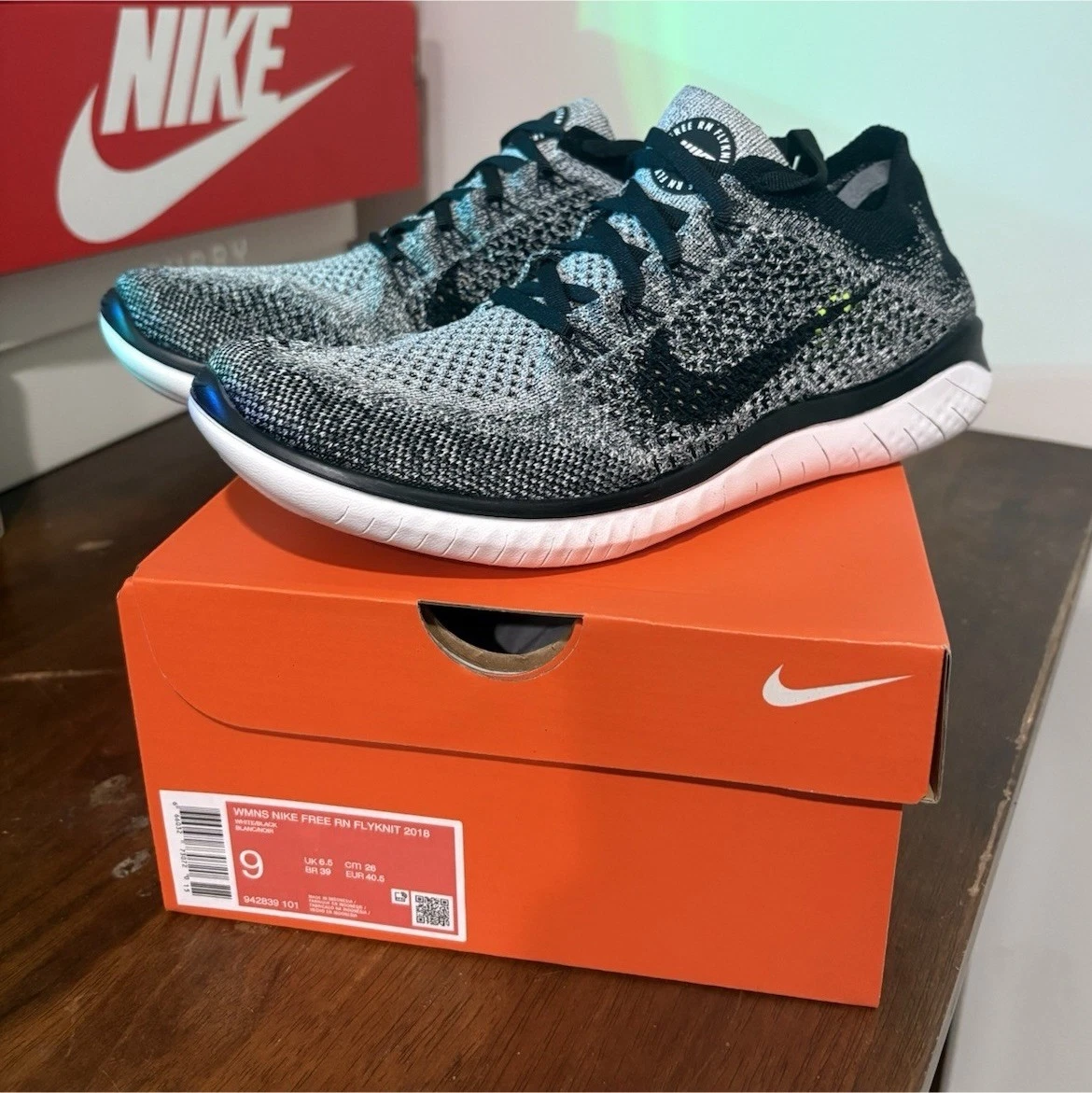 Nike Free Rn Flyknit 2018 White Black - 942838-101 | eBay display picture 2