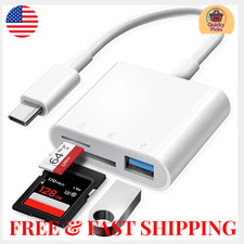 USB C to SD Card Reader, 3-in-1 Hub Converter, Micro SD TF Memory Type-C Adapter