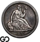 1837 Seated Liberty Half Dime, No Stars, Small Date, Scarce Collector Coin