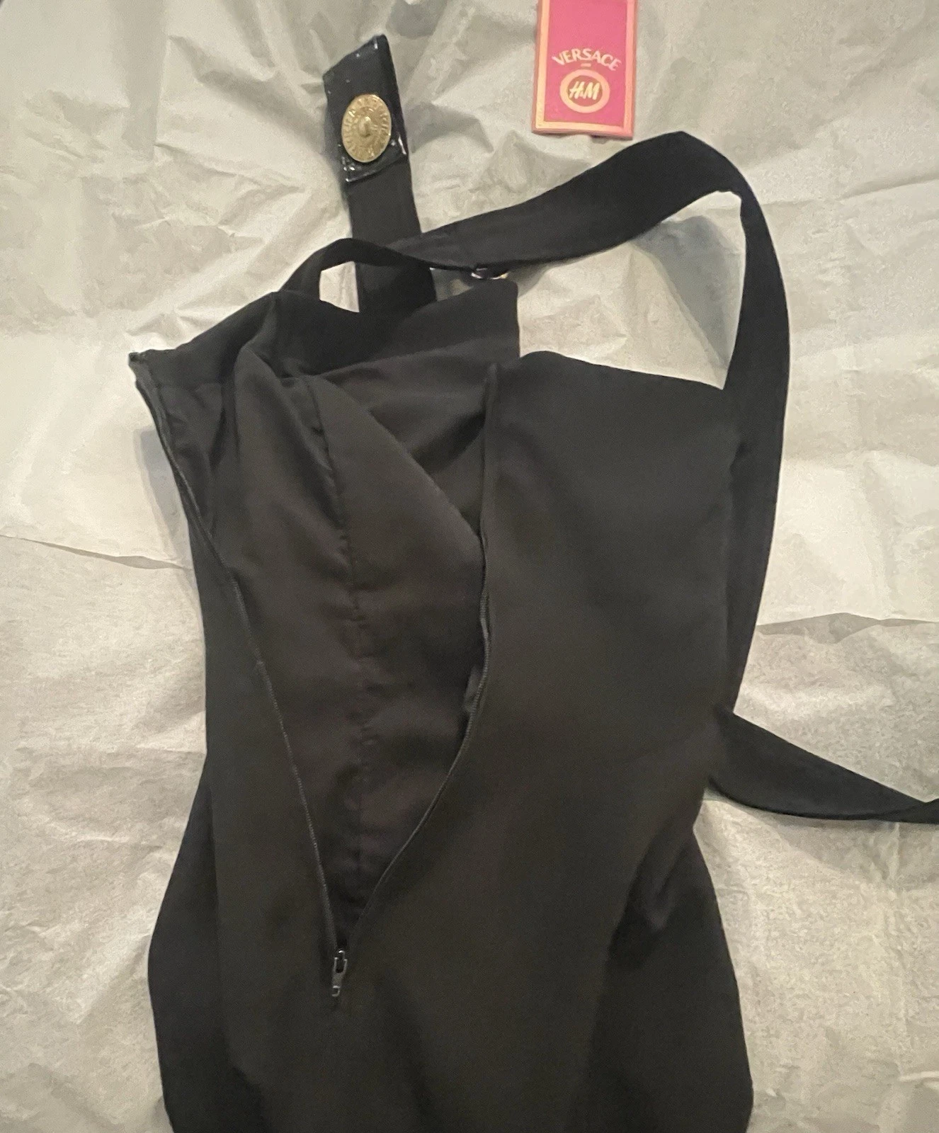 VERSACE FOR H&M ABITO BONDAGE IN SETA NERO TAGLIA S