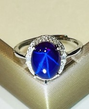 Stunning 925 Sterling Silver Lab Created Purple Star Ruby Ring