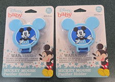 2X Disney baby Mickey Mouse Pacifier Holder blue NEW Lot