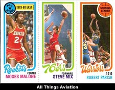 1980-81 Topps #7/185/92 MOSES MALONE / STEVE MIX / ROBERT PARISH NM