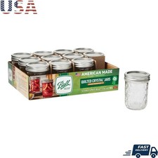 Quilted Crystal Mason Jars Regular Mouth 8oz 12 Count BPA Free Gift Canning New