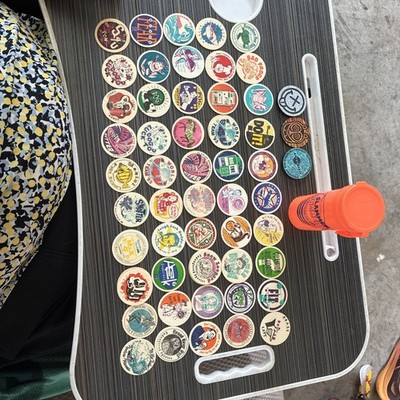 Vintage World POG Federation WPF Cardboard Milk Caps - Lot of 58 And 3 Slammers