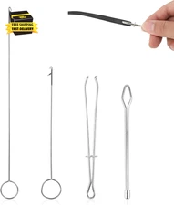 4Pcs Rope Threader, Drawstring Threader Tool Set Loop Turner Sewing Tool Metal D