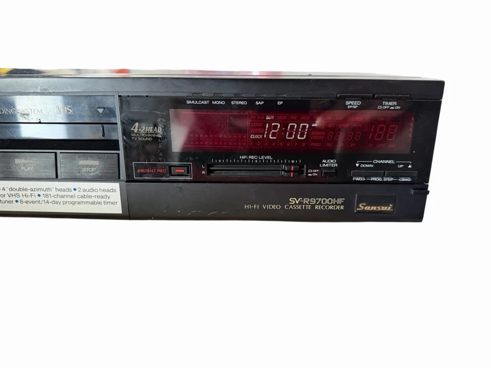 Raro reproductor de VCR Sansui sv-r9700hf LEER necesita reparación Foto 3 de 4