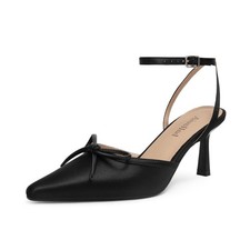 AIUNIIND Women's Pointed Toe Kitten Heel Lace Pumps Ankle Strap Heeled...