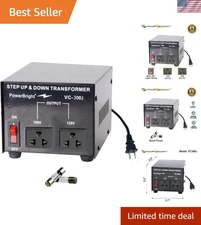 Portable 300W Japanese Voltage Transformer with Fuse Protection, Dual Outlets