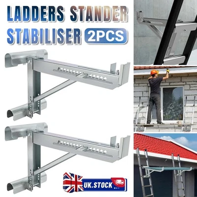 2X Steel Ladder Jacks 550KG Stage Up Work Ladders Stander Stabiliser 20-In Width
