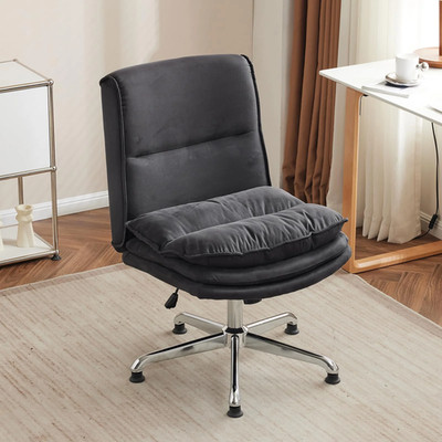 VINGLI Armloser Home Office Stuhl Cloud Criss Cross Legged Stuhl SCHWARZ OHNE ROLLEN