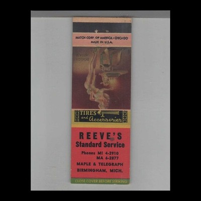Matchbook Cover 1961 Mad Cap Maids Pin Up Reeve's Standard Service Birmingham MI