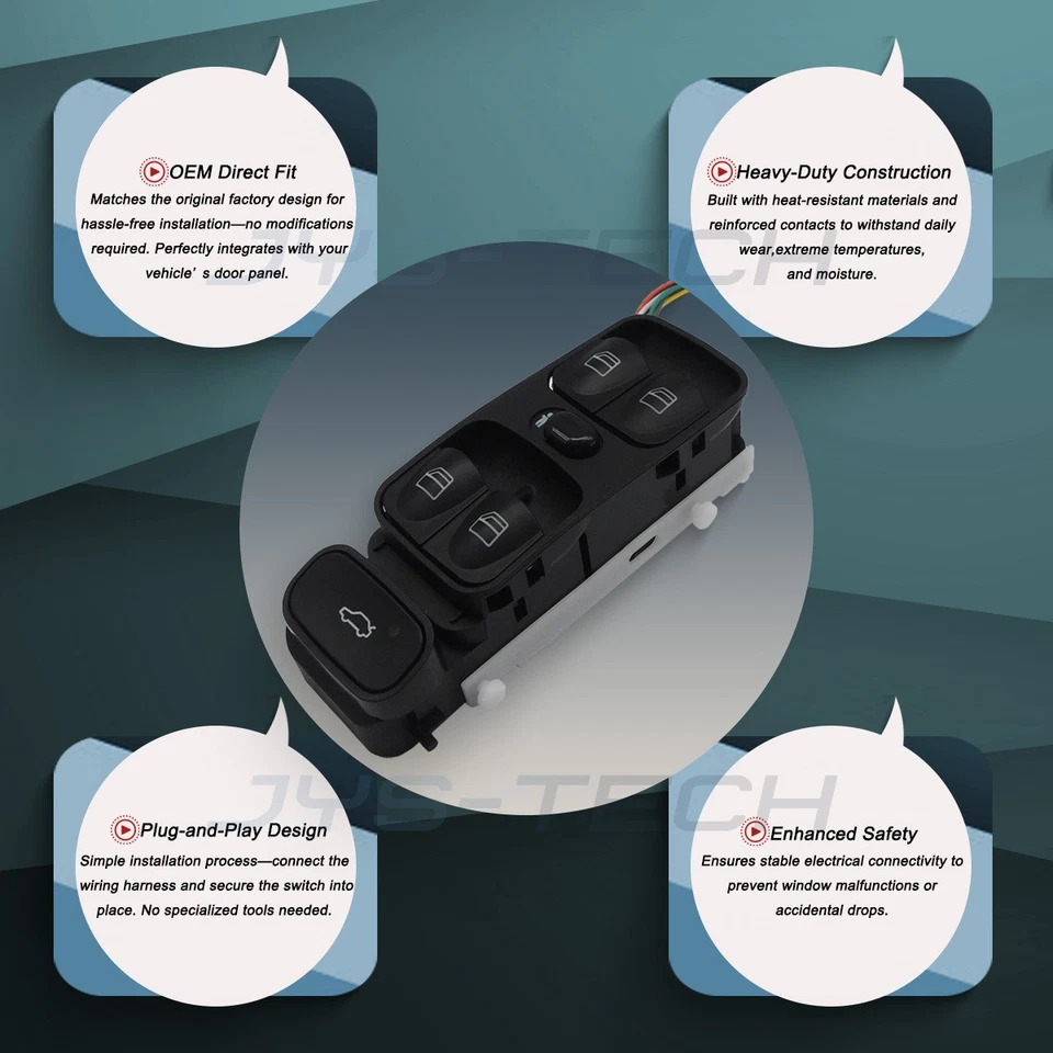 Interruptor de ventana eléctrica para Mercedes-Benz CLK320 CLK350 CLK500 CLK63 CLK55 2003-2009 Foto 4 de 4