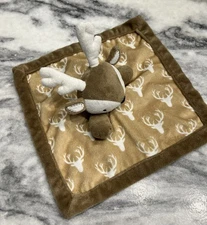 Levtex Baby Deer Plush Lovey Security Blanket Buck Antlers  Brown Soft