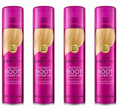 Everpro Gray Away 4 Pack Instant Root Cover Up Spray Medium Light Blonde 2.5 oz