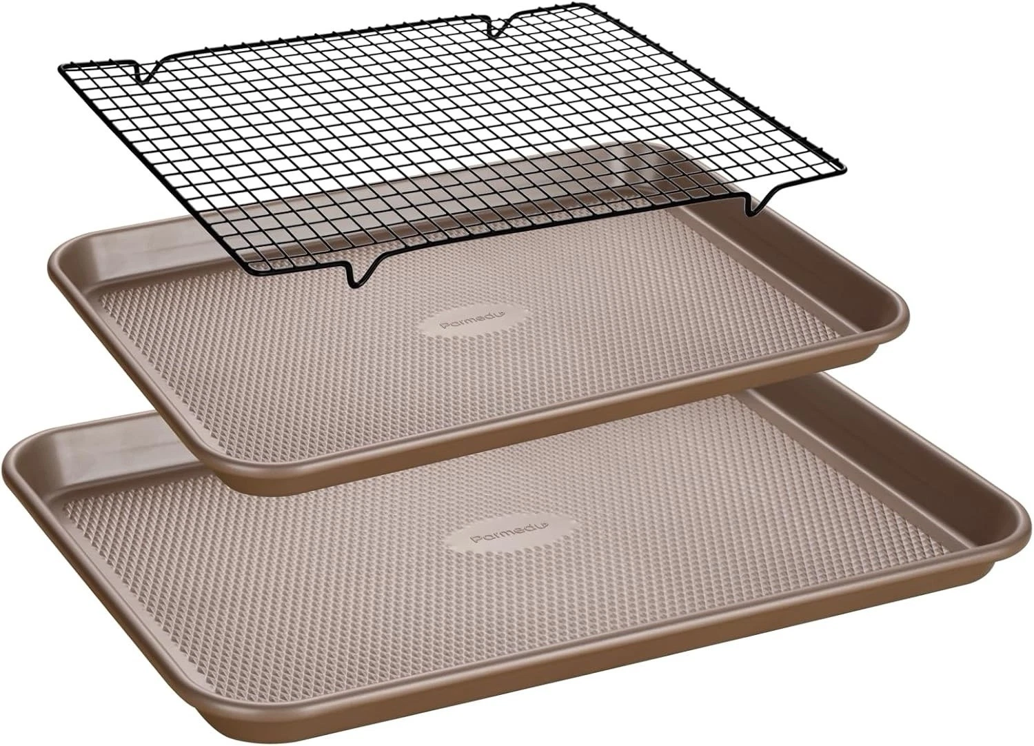Nonstick Gold Tone Baking Sheet Set w/ Rack, Thick Carbon Steel, 2 Sizes + Rack
Opens in a new windo
