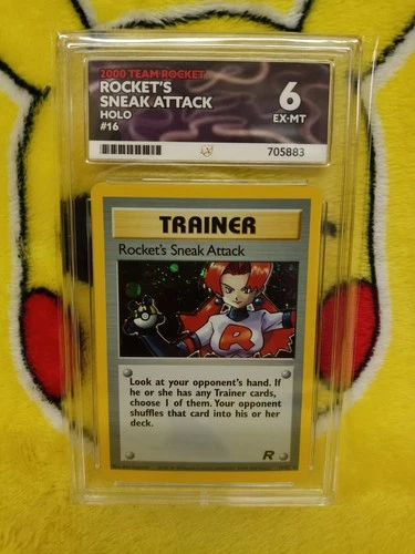 Pokemon Team Rocket Set 2000 Holo Rocket's Sneak Attack 16/82 Ace Graded 6 EX-MT