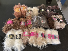 Lion Brand Fun Fur Yarn Lot Faux Fur Eyelash Mixed Colors Bulky Craft Knit