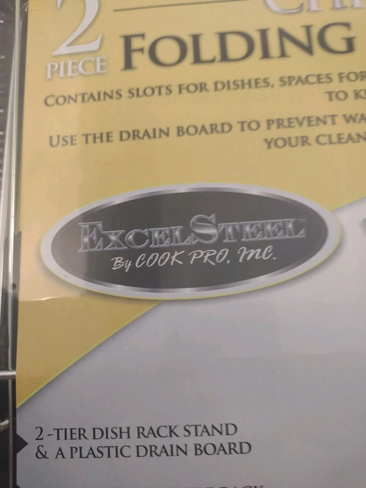 Estante escurridor de platos plegable cromado con tablero de drenaje organizador de cocina compacto 2 niveles Foto 2 de 4