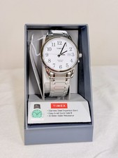 Timex Men  s Indiglo White Dial Expansion Band Watch Stainless Steel