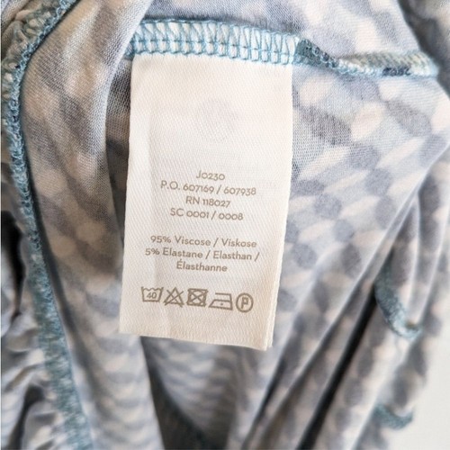 Boden Holly Jersey Knit Dress Size 12L Ruffle Hem Blue Geometric Print Belted - Picture 4 of 9