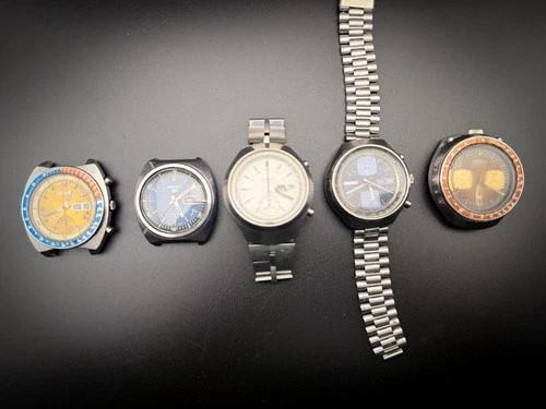 Vintage 5-Piece Seiko Watch Lot 6138 / 6139 Pogue, Bullhead, Helmet - For Repair