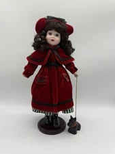 Vintage 16 in. Melissa Jane Porcelain Rebecca Doll with Scotty Dog