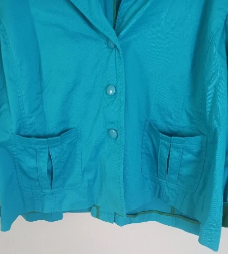 Jaqueta Blazer Vintage Joan Rivers Azul Marinho e Verde Feminina Plus Size 2X - Imagem 3 de 4
