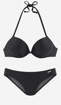 NEU & TRENDY Marken Push-Up Bikini von Bruno Banani, Gr.34,38,40 schwarz, Cup B