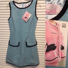 Style Mob sheath Dress Sky Blue Nubby Knit Sz S
