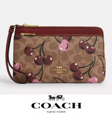NUEVO CON ETIQUETAS ❤️ Cartera Coach Doble Cremallera en Lona Signature con Estampado de Cereza