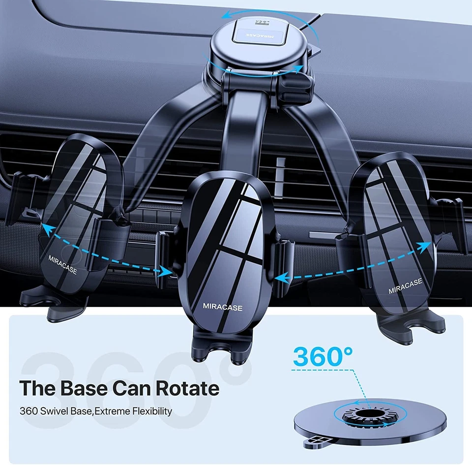 Car Phone Holder 360° Rotation Mount Vent Grip/Dash Lock For iPhone Samsung - image 2 of 4