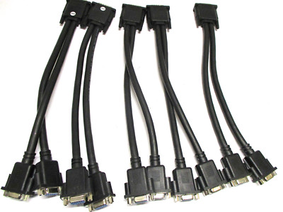Lot of 5 Y-Cable LFH-60 to Dual VGA 15-Pin Female Splitter Video Cable F15941 BL