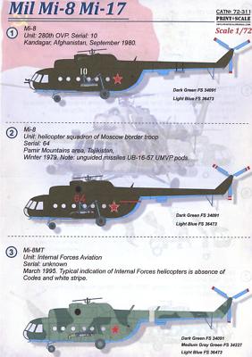 Print Scale Decals 1/72 MIL Mi8 and Mi17 Russian Helicopters