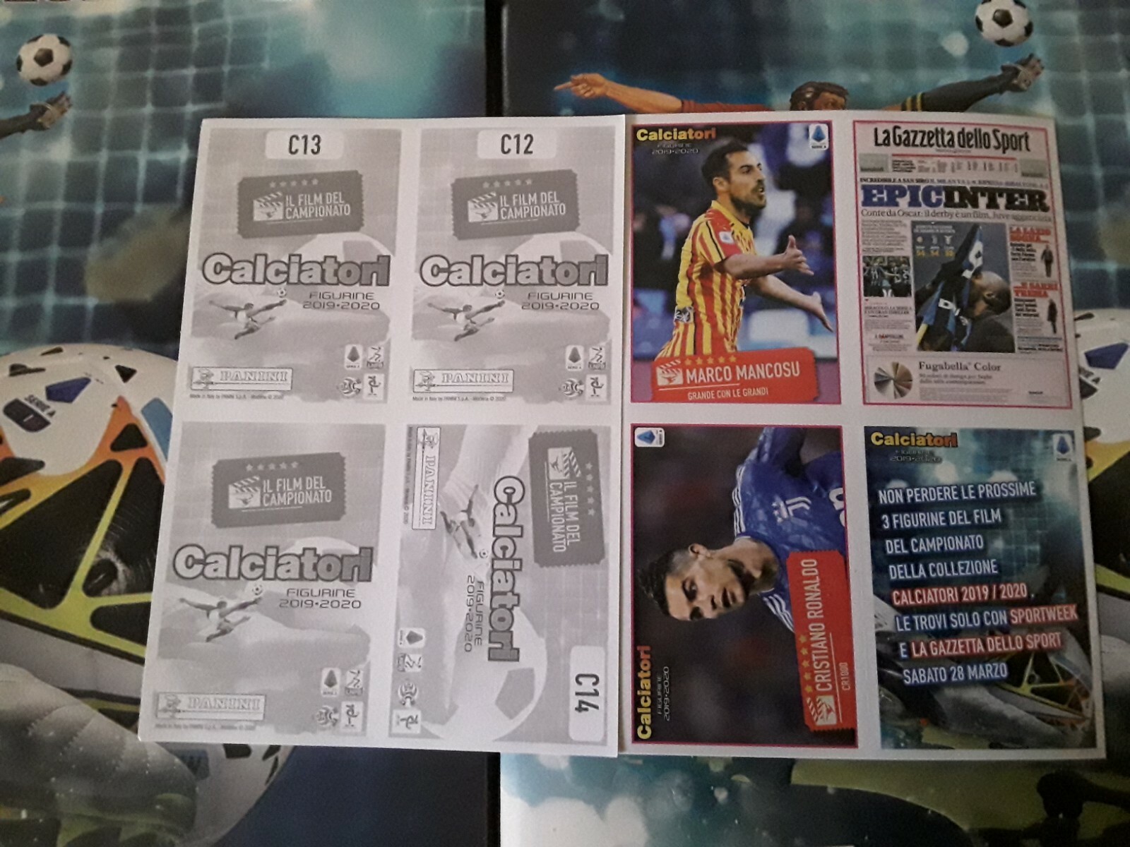 FIGURINE IL FILM DEL CAMPIONATO PANINI 1920" dalla C6 alla C14" 1° 2°3