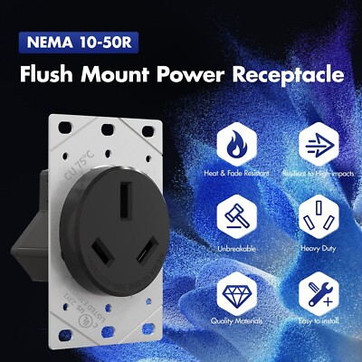 NEMA 10-50R Receptacle Outlet 50 A,Flush Mounting,3P,3W 125/250V,With wallplate