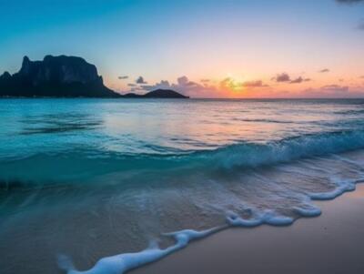 Wunderschöner Sonnenuntergang am El Nido Beach, Palawan, Philippinen (204653250)
