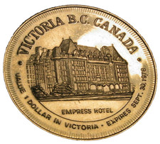 1978 Canada BC Victoria empress hotel $1 dollar token
